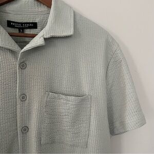 RUSTIC SOULS Short Sleeve Button-Up Textured Shirt Sage Green Casual, Men’s S